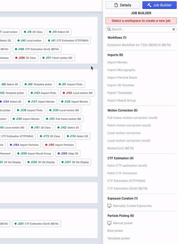 cryoSparc job builder search