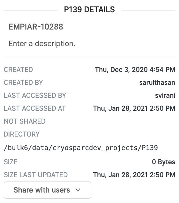 Admin users can now modify the list of users to whom a project is shared