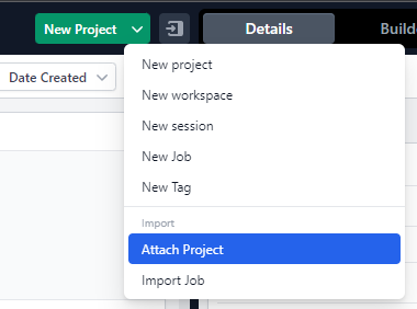 Attach project in CryoSPARC