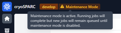 CryoSPARC maintenance mode disclaimer