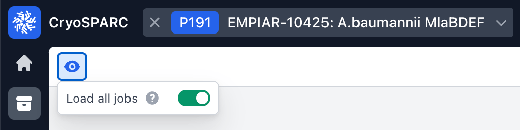 Toggle to view all jobs in a workspace (disable incremental load).