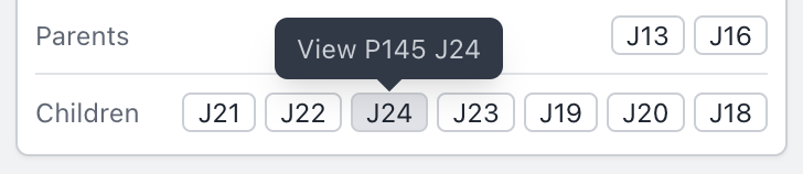 Within the sidebar details panel, view and interact with parents, children or cloned jobs