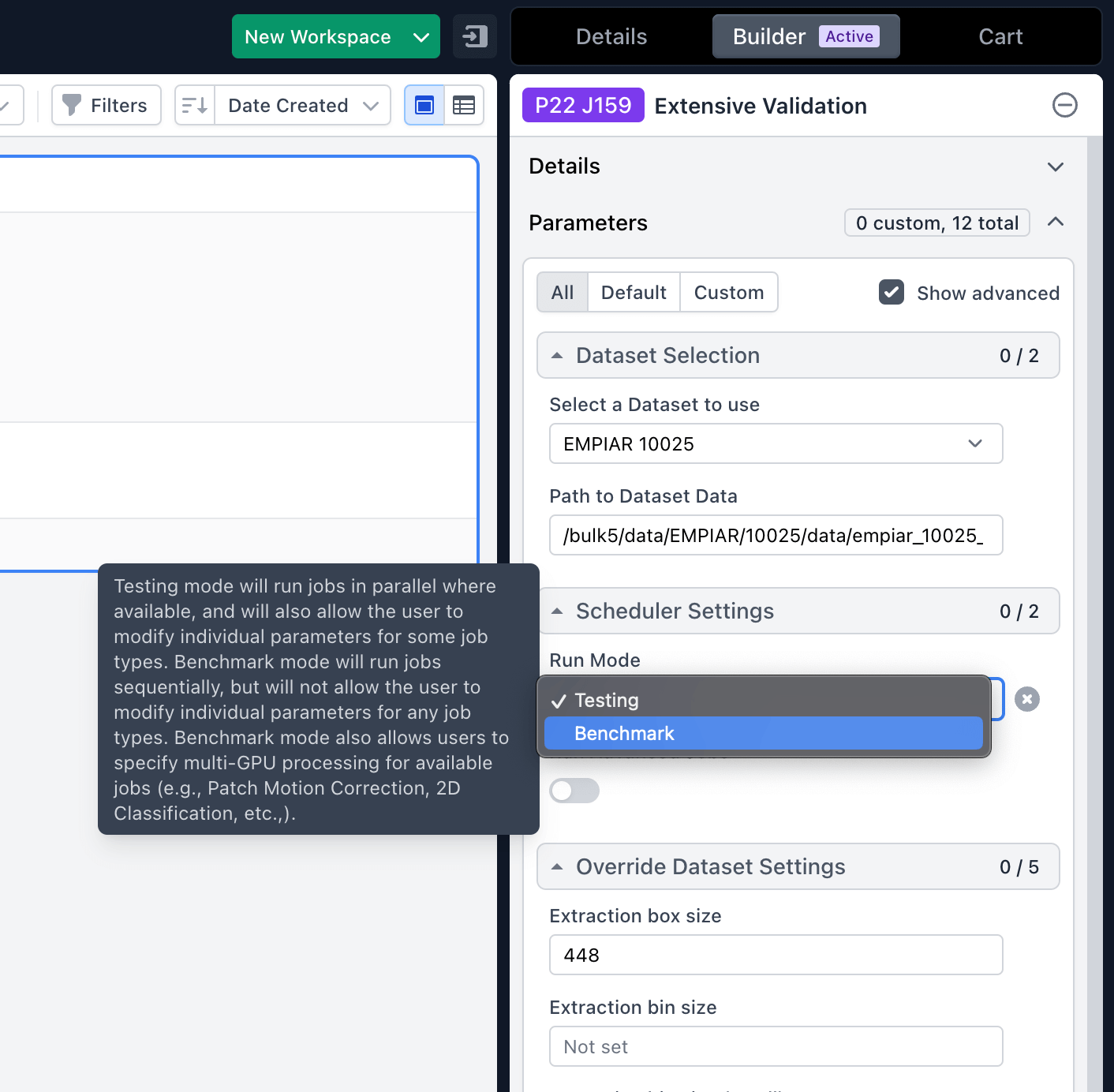 Extensive Validation benchmarking mode