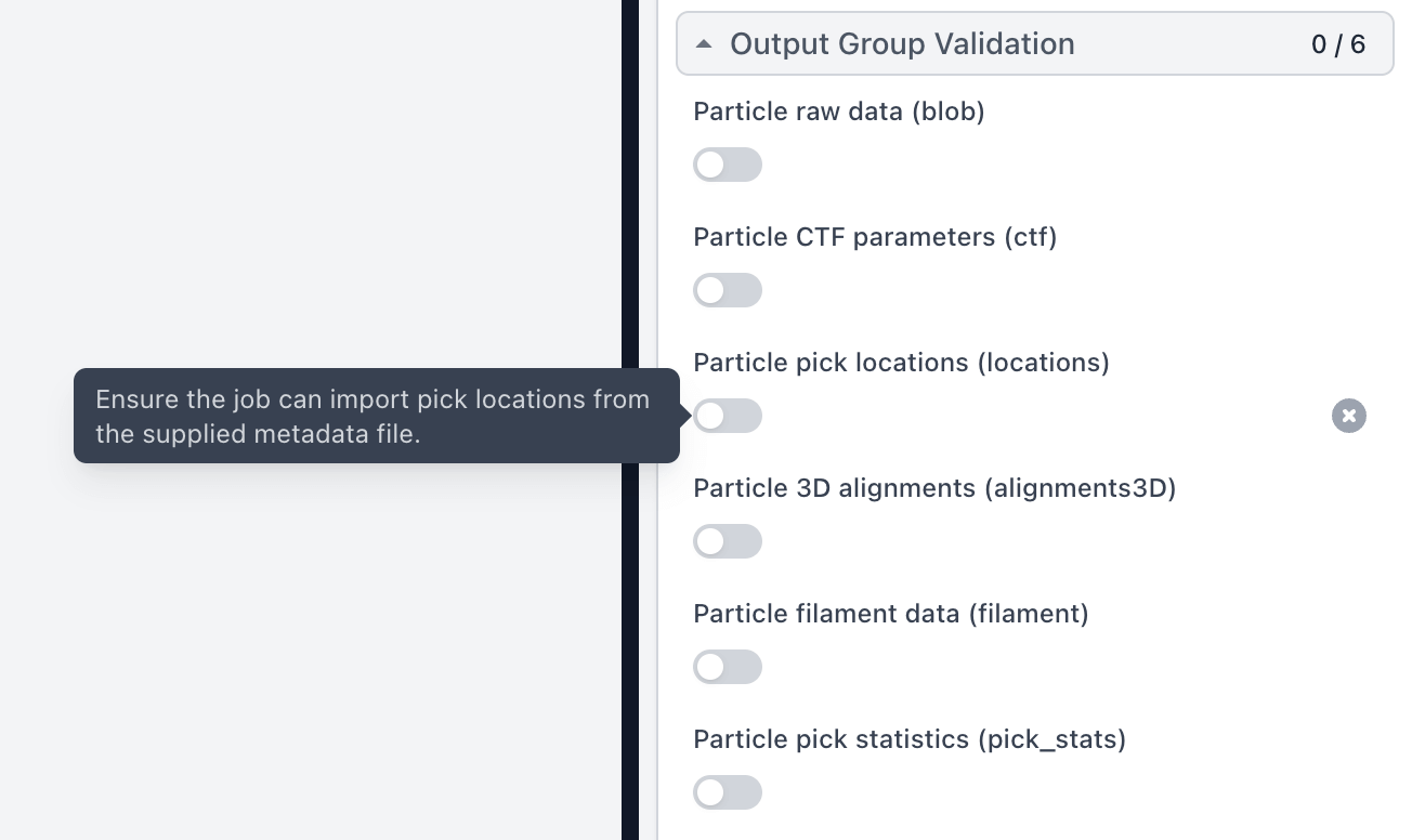 Import particles build-time output groups
