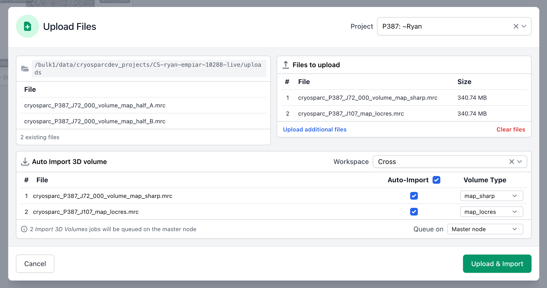 Auto-import 3D Volumes from local file upload