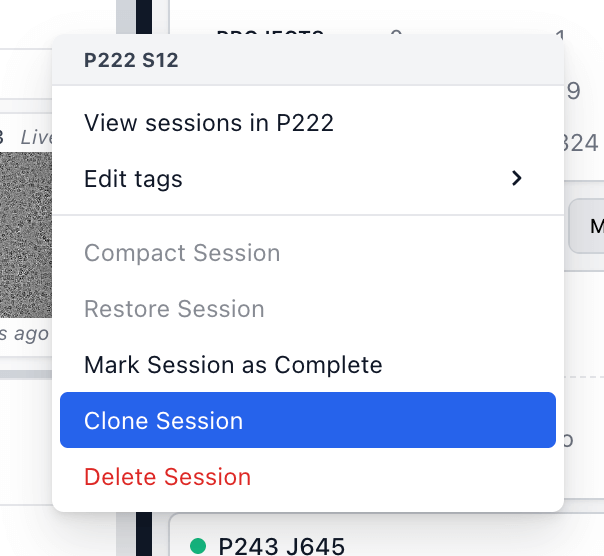 Live clone session